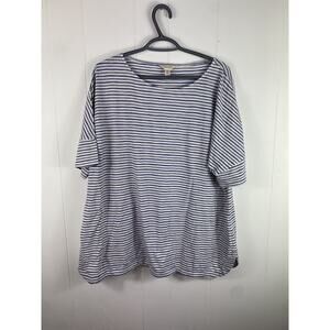 Seasalt Cornwall Blue Striped Organic Cotton Casual Shirt Size 18 Summer